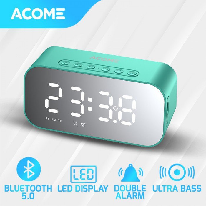 produk Acome A5 Speaker Bluetooth 5.0 Jam Alarm LED Display Ultra Bass