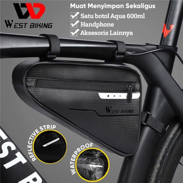 produk Tas Sepeda Segitiga West Biking Tas Sepeda 3L Waterproof + Reflective